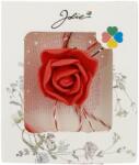 Jolie Martisor Motiv Floral, Jolie, Model Trandafir, cu Snur Alb/Rosu, 9 x 5 cm, Rosu (08327)