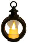 Flippy Decoratiune Craciun tip Felinare cu baterii, 13.5 x 9 cm, Lumanare cu lumina alb cald fara geam, baterii incluse, Negru (123785)