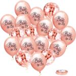 Flippy Set 10 Baloane din Latex, Flippy, Model Party Bride To Be, 30 cm, 2.8 g, Transparent, cu Confetti, Roz (131346)