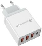 Flippy Incarcator Fast Charge pentru Telefon 32W, Flippy, Incarcator Quick Charge cu 3 Porturi USB-A 3.1A & 1 USB-C, Power Delivery 32W, Cap Standard European, Alb (161977)