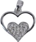 Flippy Pandantiv, Jolie Silver, Argint 925, Model Inima in Inima, Pietre Zirconiu, 20 x 15 mm, 1.2 g (06690)
