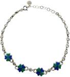 Jolie Bratara pentru Copii, Jolie, Argint 925, Model Trifoi, cu Email si Zirconiu, 22 cm/4.4g Argintiu/Verde/Albastru (167002)