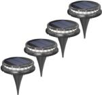 Flippy Lampa solara LED Set 4 Bucati, Flippy, Tip Spot pentru Gradina, 8 LED-uri, ABS si Policarbonat, Baterie 1.2V, 600mah, 12 x 13.5 cm, Lumina Alba Rece, Negru/Auriu (124717)