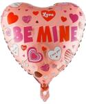 Flippy Balon din Folie Metalizata, Flippy, Figurina Inimioara, Model BE MINE, Tematica Iubire, 45 cm, Ambalaj Individual, Pai Inclus, Umflare cu Aer sau Heliu, Rosu (127520)