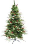 Flippy Brad artificial de Craciun Bogat Premium, decorat cu conuri pin rosii, inaltime 180 cm, 414 ramuri, Flippy, verde, suport metalic inclus (106799)