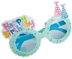 Flippy Ochelari Decorativi, Flippy, pentru Petrecere, din ABS, Unisex, Model Happy Birthday, 13.5 x 8.5 cm, Albastru cu Lenile Albastre (131902)