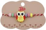 Jolie Bratara Martisor pentru Copii, Jolie, Pandativ Bufnita, cu Margele Multicolore, Snur Alb/Rosu, Galben (128146)