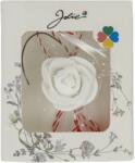 Jolie Martisor Motiv Floral, Jolie, Model Trandafir, cu Snur Alb/Rosu, 9 x 5 cm, Alb (115423)
