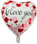 Flippy Balon din Folie Metalizata, Flippy, Figurina Inimioara, Model I LOVE YOU, Tematica Iubire, 45 cm, Ambalaj Individual, Pai Inclus, Umflare cu Aer sau Heliu, Rosu (127517)