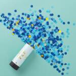Flippy Tun de Confetti, Flippy, Best Wishes 11 x 4 cm, Model Buline din Hartie si Folie, Albastru (137800)