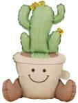 Flippy Balon din Folie Metalizata, Flippy, Figurina Animata, Model Ghivechi Cactus, 57.5 x 56 cm, Ambalaj Individual, Pai Inclus, Umflare cu Aer sau Heliu, Verde (134098)