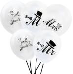 Flippy Set 10 Baloane din Latex, Flippy, Model Party Casatorie, Mr&Mrs Just Married, 2.8 g, 30 cm, Alb/Negru (130984)