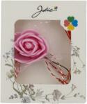 Jolie Martisor Motiv Floral, Jolie, Model Trandafir, cu Snur Alb/Rosu, 9 x 5 cm, Roz (08331)
