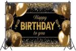 Flippy Banner Tip Fundal pentru Poze, Flippy, din Panza, 185 x 110 cm, Sfoara 6 m, Prindere in 4 Colturi, Happy Birthday to You, Negru/Auriu (132506)