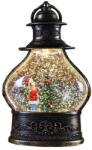 Flippy Decoratiune de Craciun tip Felinar, Flippy, Glob de Cristal cu Fulgi de Zapada, Model Elf, Ornamentat cu Luminite Interioare, 14.5 x 9 x 3 cm, Rama Neagra, Transparent (137659)