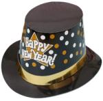 Flippy Palarie Tip Lincoln, Flippy, Model Happy New Year cu Buline, Accesoriu Petrecere de Anul Nou, Marime Universala, din Carton, Negru/Auriu (162147)