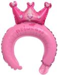 Flippy Balon din Folie Metalizata, Flippy, Tip Coronita cu Urechi, Model Coronita de Printesa, Ambalaj Individual, Pai Inclus, Umflare cu Aer sau Heliu, 30 x 27 cm, Roz (134270)