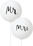 Flippy Set 2 Baloane din Latex, Flippy, Tip Jumbo, Model Mr si Mrs, Tema Nunta, 45 cm, Alb (130985)