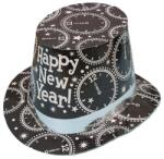 Flippy Palarie Tip Lincoln, Flippy, Model Happy New Year cu Ceasuri, Accesoriu Petrecere de Anul Nou, Marime Universala, din Carton, Negru/Argintiu (162148)