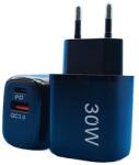 Flippy Incarcator Fast Charging pentru Telefon, Flippy, Dual Port USB-A si USB-C cu Cap de Incarcare Standard European, 30W Q. C 3.0, Negru (161971)