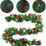 Flippy Ghirlanda de Craciun, Flippy, din Brad Artificial cu Decoratiuni, cu Baterii, 30 LED-uri, 180 cm, Verde (161461)
