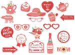 Flippy Set 18 Accesorii pentru Petrecere, Flippy, Props pentru Photo Corner, Tematica Ziua Mamei, Roz (131329)