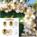 Flippy Baloane pentru Arcada decorativa, Flippy, Set 127 baloane din Latex, Model Petrecere pentru Arcada, Baloane Party, 12 cm, 25 cm, 30 cm, Alb Gold (130085)
