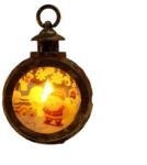 Flippy Decoratiune Craciun tip Felinare cu baterii, 13.5 x 9 cm, Lumanare cu geam si inscriptie Mos Craciun, lumina alb cald, baterii incluse, Bronz Auriu (123781)