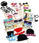 Flippy Set 60 de Accesorii pentru Petrecere, Flippy, Props pentru Coltul de Poze, Ochelari, Palarii, Mustata, Cravata, pentru Evenimente, Multicolor (130533)