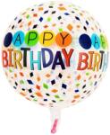 Flippy Balon din Folie Metalizata, Flippy, Figurine 4D, Model Happy Birthday, Tematica Aniversara Bombonele, 63x24 cm, Ambalaj Individual, Pai Inclus, Umflare cu Aer sau Heliu, Alb-Multicolor (127298)