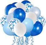 Flippy Set 16 Baloane din Latex Metalizate, Flippy, Model Party, 30 cm, Alb, Albastru, Albastru Chrome, Transparent Confetti 2.8 g (131015)