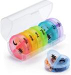 Flippy Cutie Depozitare Medicamente, Flippy, 7 Zile, 14 Compartimente, Cutie Suport, Recipiente Detasabile, Portabila, Multicolor, 17.5x11x9.5 cm (126319)