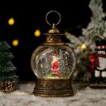 Flippy Decoratiune Craciun, Tip Felinar, Figurine Mos Craciun cu Cadouri, 3 Moduri, Functie Muzicala, Zapada in Miscare, Functioneaza Cu Baterii ( 3 x AA neincluse), Cablu USB (Inclus), Model Vintage Negru -