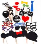 Flippy Set 31 de Accesorii pentru Petrecere, Flippy, Props pentru Coltul de Poze, Ochelari, Palarii, Mustata, Cravata, Tematica Nunta, Multicolor (130530)