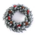 Flippy Coronita pentru Craciun Flippy, 60 cm, din brad artificial, decorata cu conuri si merisoare, Alb/Verde (122415)