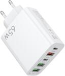 Flippy Incarcator Retea, Flippy, 5 Porturi, 65W Fast Charge, 3 x USB, 2 x Type-C, Universal Compatibil iPhone, Huawei, Samsung, Xiaomi, Alb (130370)