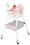 Flippy Scaun de Masa pentru Copii, Flippy, Multifunctional, Pliabil, cu Roti, Cos de Depozitare, din Plastic, Centura de Siguranta, Suport de Agatat Jucarii, 110 x 60 x 70 cm, Roz (131962) Scaun de masa bebelusi, inaltator
