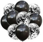 Flippy Set 10 Baloane din Latex, Flippy, Model Party Confetti, 5 x Confetti, 5 x Negru, 25 cm, 2.2g (130343)