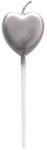 Flippy Lumanare de Tort, Flippy, Model Inima, Party, 8.5 x 3 cm, Argintiu (130382)