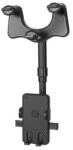 Flippy Suport auto Flippy cu atasare la oglinda retrovizoare, rotativ 360 de grade și retractabil, multifuncțional, compatibil cu toate telefoanele mobile, Finisaj Carbon, Negru (124401)