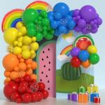 Flippy Baloane decorative pentru PETRECERE, Flippy, Arcada Set MIX din 107 baloane, pentru Evenimente, Aniversari, Model Curcubeu, Rainbow, Multicolor (133909)