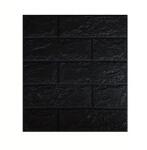 Flippy Set 10 Placi Tapet 3D, Flippy, 35 x 38 cm, Grosime 3 mm, din Polietilena, Model Caramida, Suprafata acoperita 1.33 mp, Negru (128822)