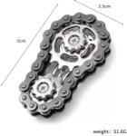 Flippy Jucarie Fidget Spinner Premium Anti Stres, Flippy, Giroscop din Aliaj, Jucarie din Metal de decompresie, forma Lant de Angrenaj de Bicicleta, 6 x 3.5 cm, Negru (160966)