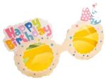Flippy Ochelari Decorativi, Flippy, pentru Petrecere, din ABS, Unisex, Model Happy Birthday, 13.5 x 8.5 cm, Bej cu Lentile Galbene (131905)
