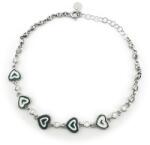 Jolie Bratara pentru Copii, Jolie, Argint 925, Model Inima, cu Email si Zirconiu, 21 cm/4.6g Argintiu/Verde inchis (167022)