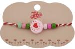 Jolie Bratara Martisor pentru Copii, Jolie, Pandativ Rotund Inima, cu Margele Multicolore, Snur Alb/Rosu, Roz deschis (128148)