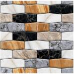 Flippy Set 10 x Placi Tapet Autocolant 3D cu Imitatie de Marmura Asimetrica, pentru Perete Bucatarie Sufragerie, Usor de Curatat, Rezistent la Apa, Autoadeziv, 30x30 cm, Maro Gri Negru (129745)