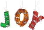 Flippy Pinata Mini JOY, Flippy, Accesoriu pentru Petrecere Set 3 Bucati din Hartie Creponata si Carton, Pinata pentru Petreceri, 40 x 27 x 8 cm, Verde Portocaliu Rosu (161649)