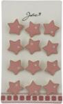 Jolie Set 12 Brose Martisor Stea cu Inima Copii, Jolie, Brose din Metal, Aspect Lacuit, 2 x 2 cm per Unitate, Roz (128200)