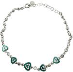Jolie Bratara pentru Copii, Jolie, Argint 925, Model Inima, cu Email si Zirconiu, 21 cm/4.5g Argintiu/Verde (166999)